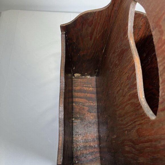 Vintage Wooden Magazine Rack Mid Century Chinoiserie Style with Asian Panels - Picture 7 of 13